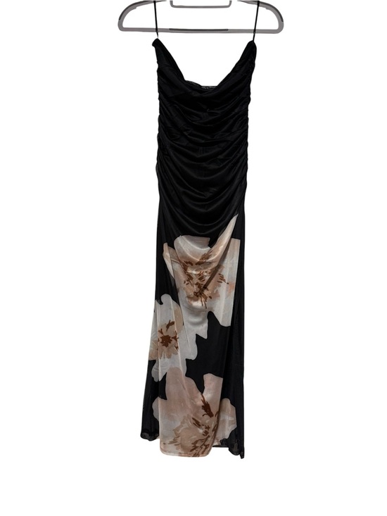 Commense Dresses & Skirts - Commense Black Strapless Maxi Dress with Cream & Tan Floral Print
